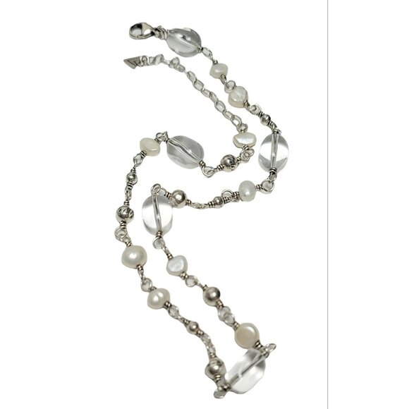 Silpada Jewelry - Silpada Sterling Silver 925 Beaded Rock Crystal Necklace Choker, 17” Long